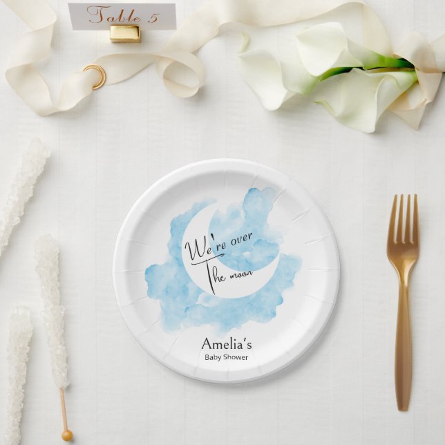 Wasserfarbe waschen über die Mond Babydusche Pappteller (Hochzeit)