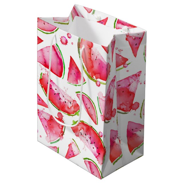 Wasserfarbe Wassermelone 1 Mittlere Geschenktüte (Vorderseite Schrägansicht)