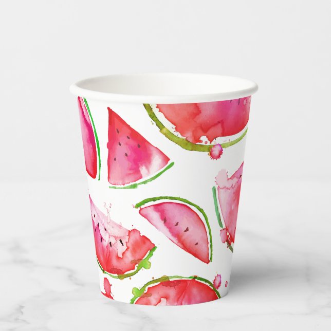 Wasserfarbe Wassermelone 1 Pappbecher (Vorderseite)