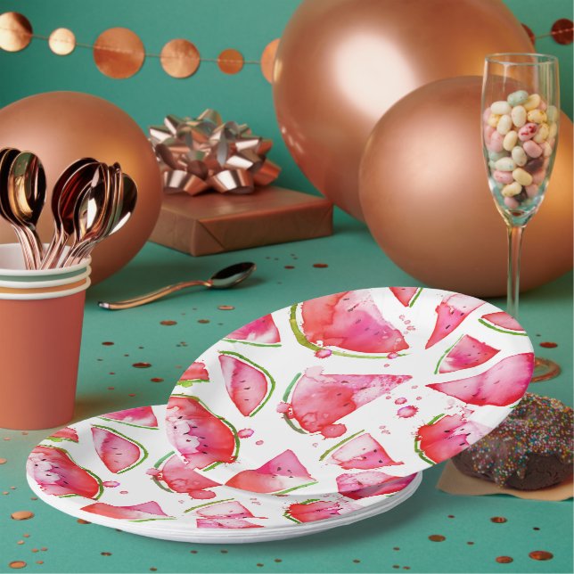 Wasserfarbe Wassermelone 1 Pappteller (Multi)