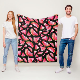 Wasserfarbe Wassermelone 2 Fleecedecke