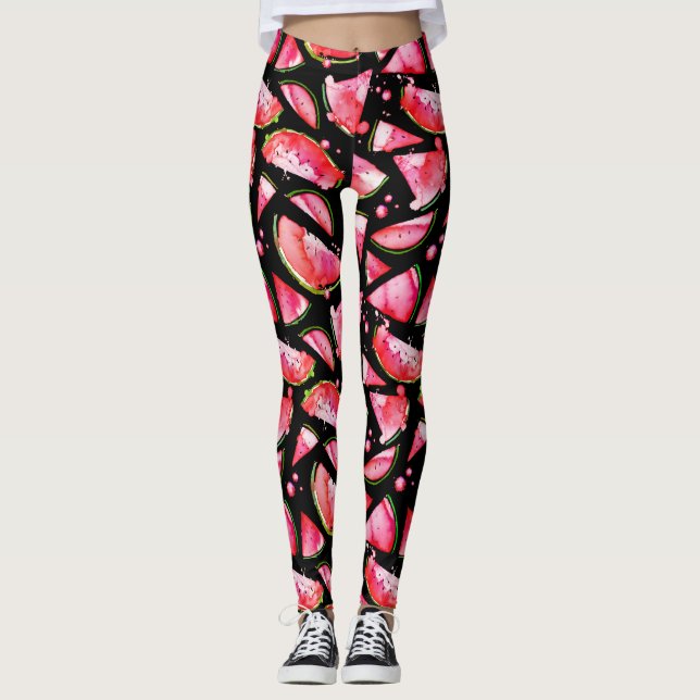 Wasserfarbe Wassermelone 2 Leggings (Vorderseite)