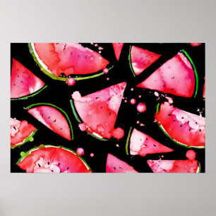 Wasserfarbe Wassermelone 2 Poster