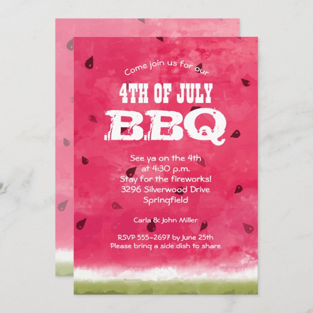 Wasserfarbe Wassermelone 4. Juli (Vorne/Hinten)