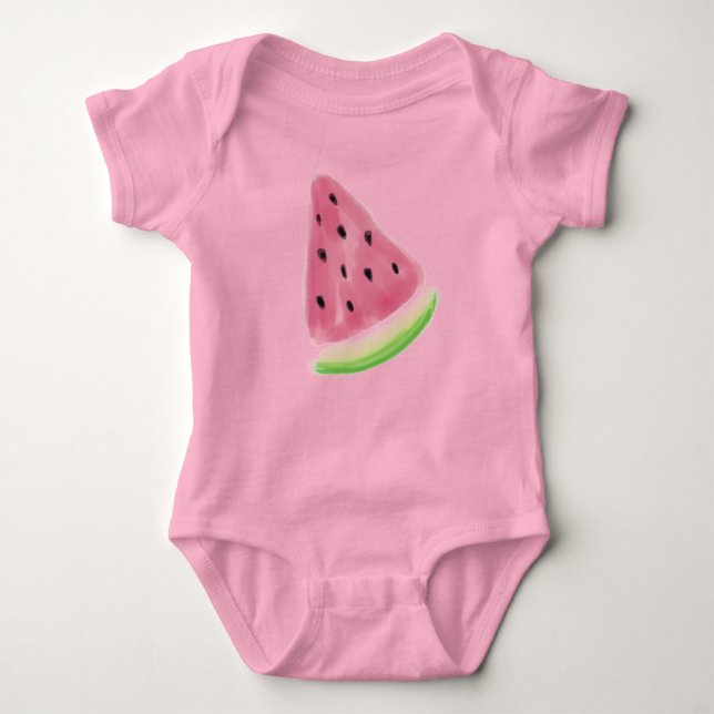 Wasserfarbe Wassermelone Baby Strampler (Vorderseite)