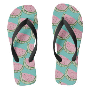 Wasserfarbe Wassermelone Doodles Gemaltes Musterde Flip Flops