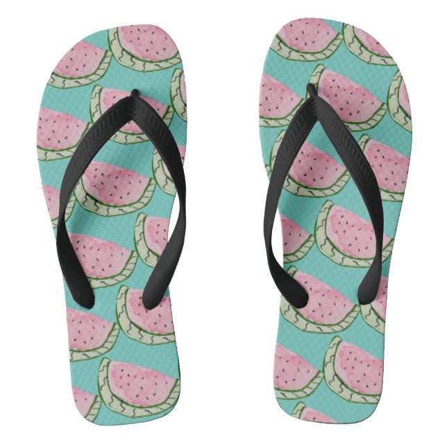 Wasserfarbe Wassermelone Doodles Gemustert gestric Flip Flops (Fußbett)