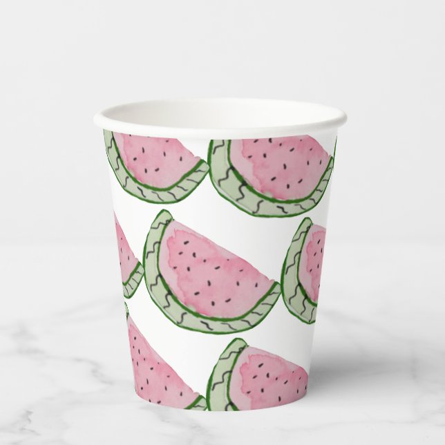 Wasserfarbe Wassermelone Doodles Gemustert gestric Pappbecher (Vorderseite)