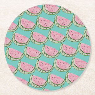 Wasserfarbe Wassermelone Doodles Gemustert gestric Runder Pappuntersetzer