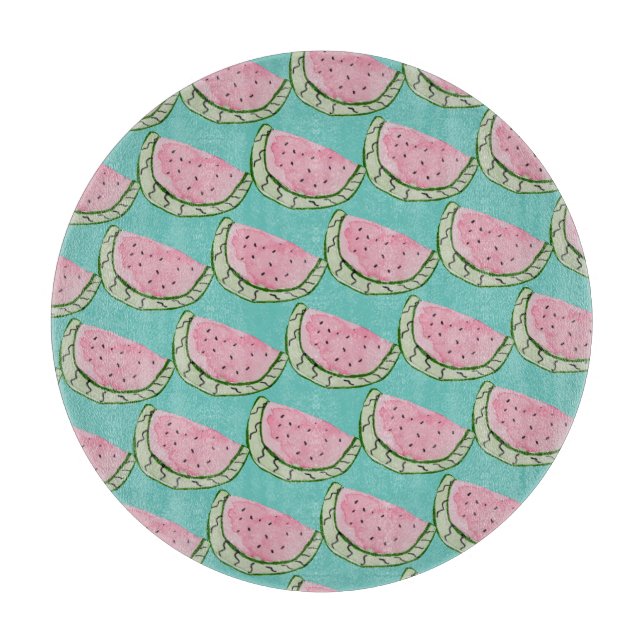 Wasserfarbe Wassermelone Doodles Gemustert gestric Schneidebrett (Vorderseite)
