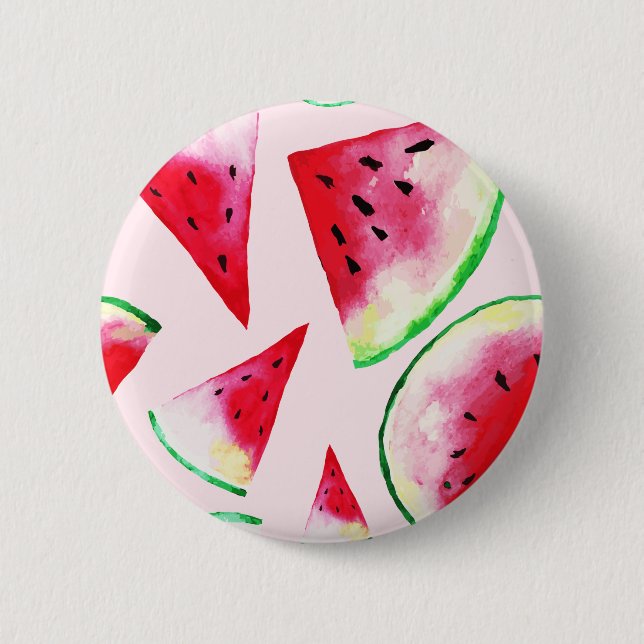 Wasserfarbe Wassermelone Muster Button (Vorderseite)