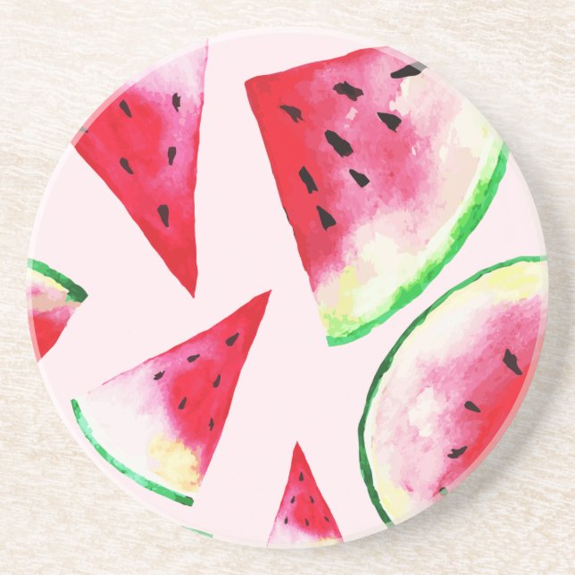 Wasserfarbe Wassermelone Muster Getränkeuntersetzer (Vorne)