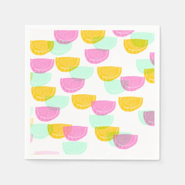 Wasserfarbe Wassermelone Rosa Gelbes Muster Serviette (Vorderseite)