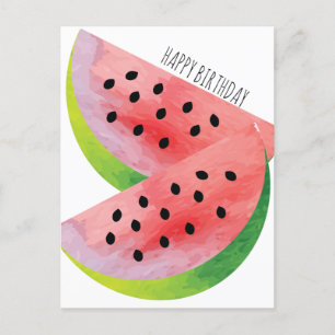 Wasserfarbe Wassermelone Sommer Geburtstag Postkarte