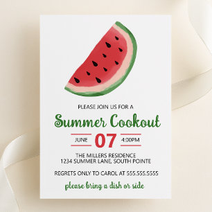 Wasserfarbe Wassermelone Sommer Grillparty Einladung