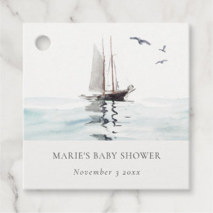 Wasserfarbe Wassersportjacht Babydusche Geschenkanhänger