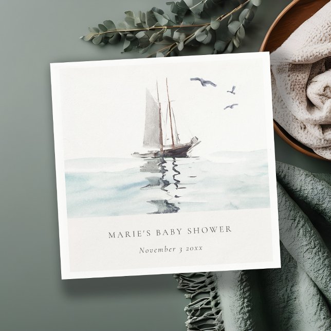 Wasserfarbe Wassersportjacht Babydusche Serviette (Von Creator hochgeladen)