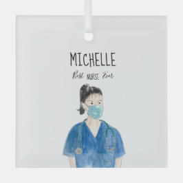 Wasserfarbe Weiblich Beste Krankenschwester je Mas Ornament Aus Glas