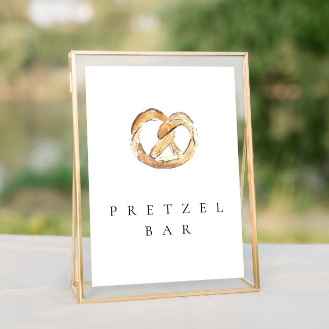Wasserfarbe weich Prätzel Bar 12x18" Hochzeitszeic (Watercolor pretzel bar wedding table sign.)