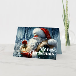 Wasserfarbe Weihnachtsmann im Snowy Forest