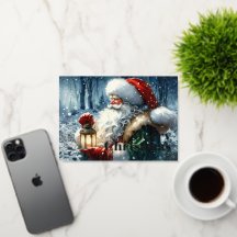 Wasserfarbe Weihnachtsmann im Snowy Forest