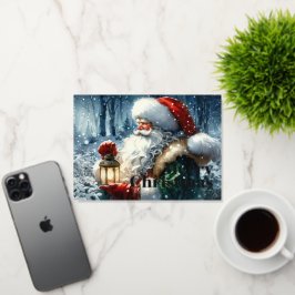 Wasserfarbe Weihnachtsmann im Snowy Forest