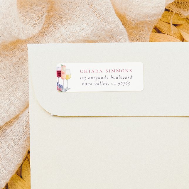 Wasserfarbe Weingläser Moderne Rücksendeadresse (Return Address Label Mock-up)