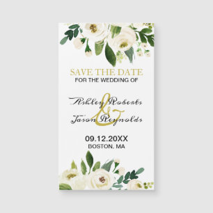 Wasserfarbe Weiße Blume Magnetisch Save the Date Magnetkarte