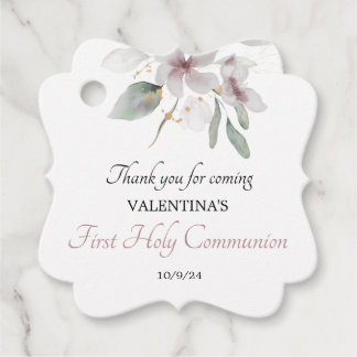 Wasserfarbe Weiße Blüte Erste Heilige Kommune Geschenkanhänger