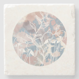 Wasserfarbe Weiße Wildblumen Steinuntersetzer