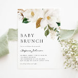 Wasserfarbe Weißer Magnolia Rustikales Baby Brunch Einladung<br><div class="desc">Mit dieser individuellen Baby Brunch Einladung laden wir Sie zu Ihrer Veranstaltung ein. Es ist mit weißer Magnolienfarbe und grünen Akzenten ausgestattet. Personalisieren Sie diese Blumenbrunch-Einladung, indem Sie Ihre Details hinzufügen. Dieses magnolische Baby Brunch ist perfekt für jedes Thema oder jede Saison. Die Texte sind für jede Veranstaltung vollständig editierbar....</div>