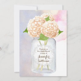 Wasserfarbe Weißes Hydrangea Mason Jar Brautparty Einladung