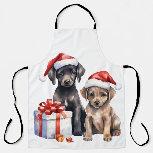 Wasserfarbe Welpe mit Geschenken Schürze (Vorderseite)