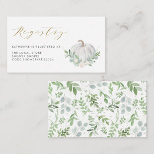 Wasserfarbe White Pumpkin Fall Baby Dusche Registr Begleitkarte