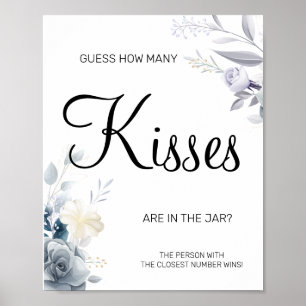 Wasserfarbe Wie viele Küsse Brautparty Spielzeiche Poster