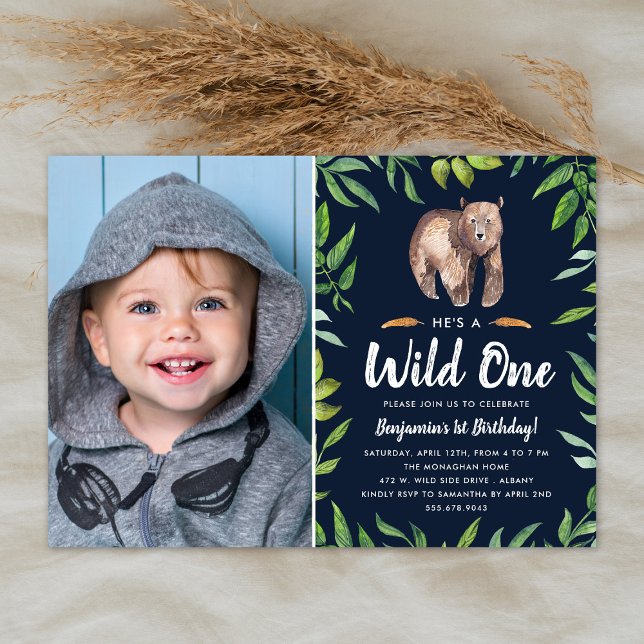 Wasserfarbe Wild One | Foto Birthday Party | Marin Einladung (Von Creator hochgeladen)