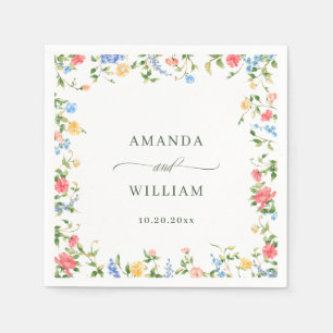 Wasserfarbe Wildblume Boho Wedding Serviette