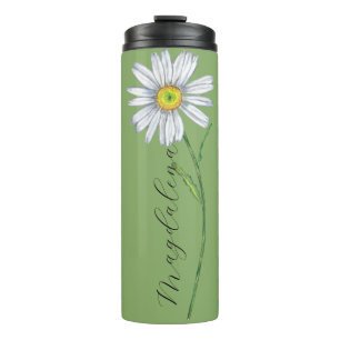 Wasserfarbe Wildblume Daisy Eleganter Skriptname Thermosbecher