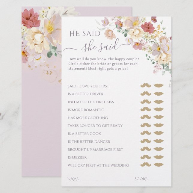 Wasserfarbe Wildblume Lila Spring Bridal (Vorne/Hinten)