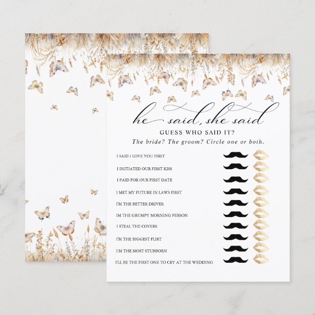 Wasserfarbe Wildblume Whimsical Bridal Game (Vorne/Hinten)