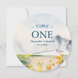 Wasserfarbe Wilde Blume & Gebirge Tischnummer