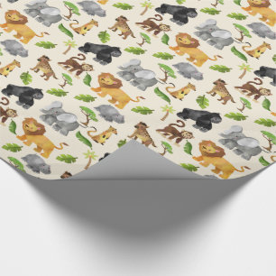 Wasserfarbe Wilde Tiersafari Jungle Muster Geschenkpapier