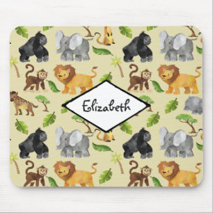 Wasserfarbe Wilde Tiersafari Jungle Muster Mousepad