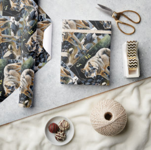 Wasserfarbe Wildnis Wolf Tierart Geschenkpapier