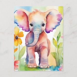 Wasserfarbe Wildtiere Elefant Postkarte