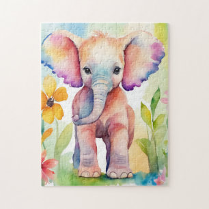 Wasserfarbe Wildtiere Elefant Puzzle