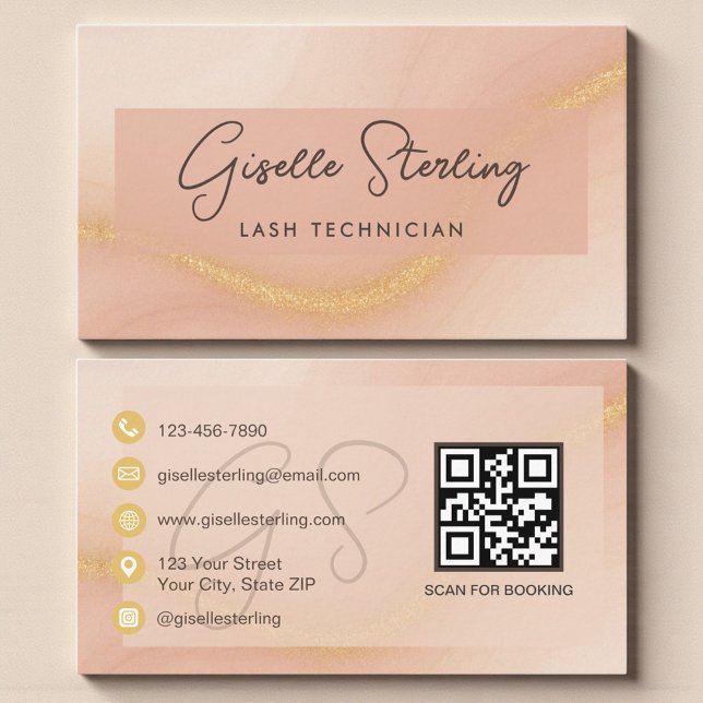 Wasserfarbe-Wimperntechniker-QR-Code Visitenkarte (Von Creator hochgeladen)