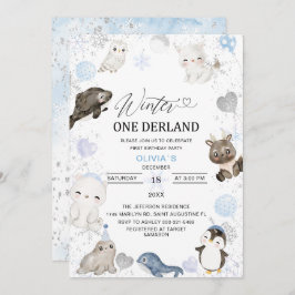 Wasserfarbe Winter Arktis Baby dreht sichEinladung Einladung