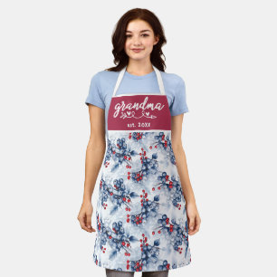 Wasserfarbe Winter Blueberry Oma Est Weihnachten Schürze