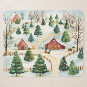 Wasserfarbe Winter Rustikale Landschaft mit Bäumen Sherpadecke